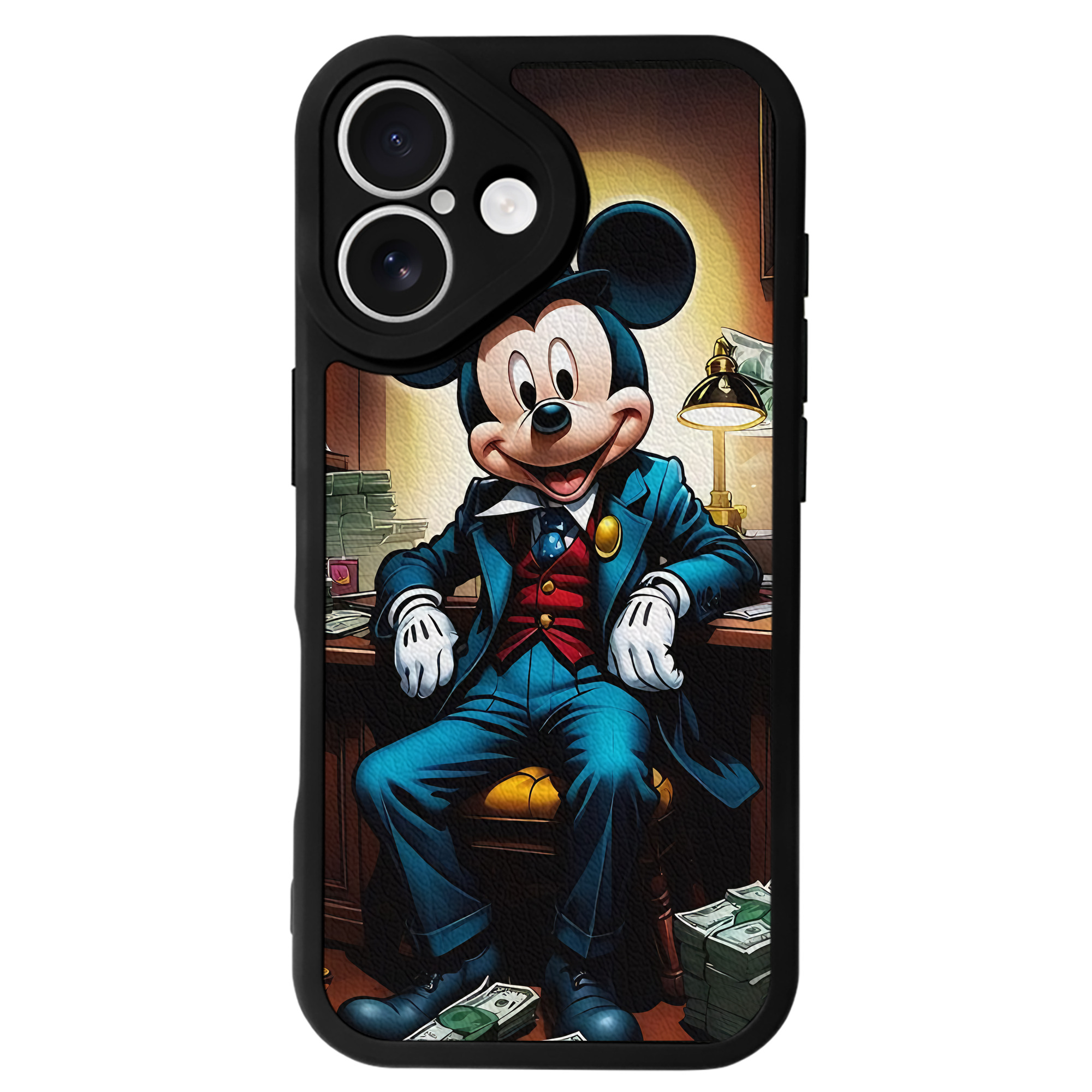 （画像用） ミッキーマウス Mickey Mouse 【iPhone 16シリーズ対応】シリコンスマホケース（レザー調） 材質：シリコン